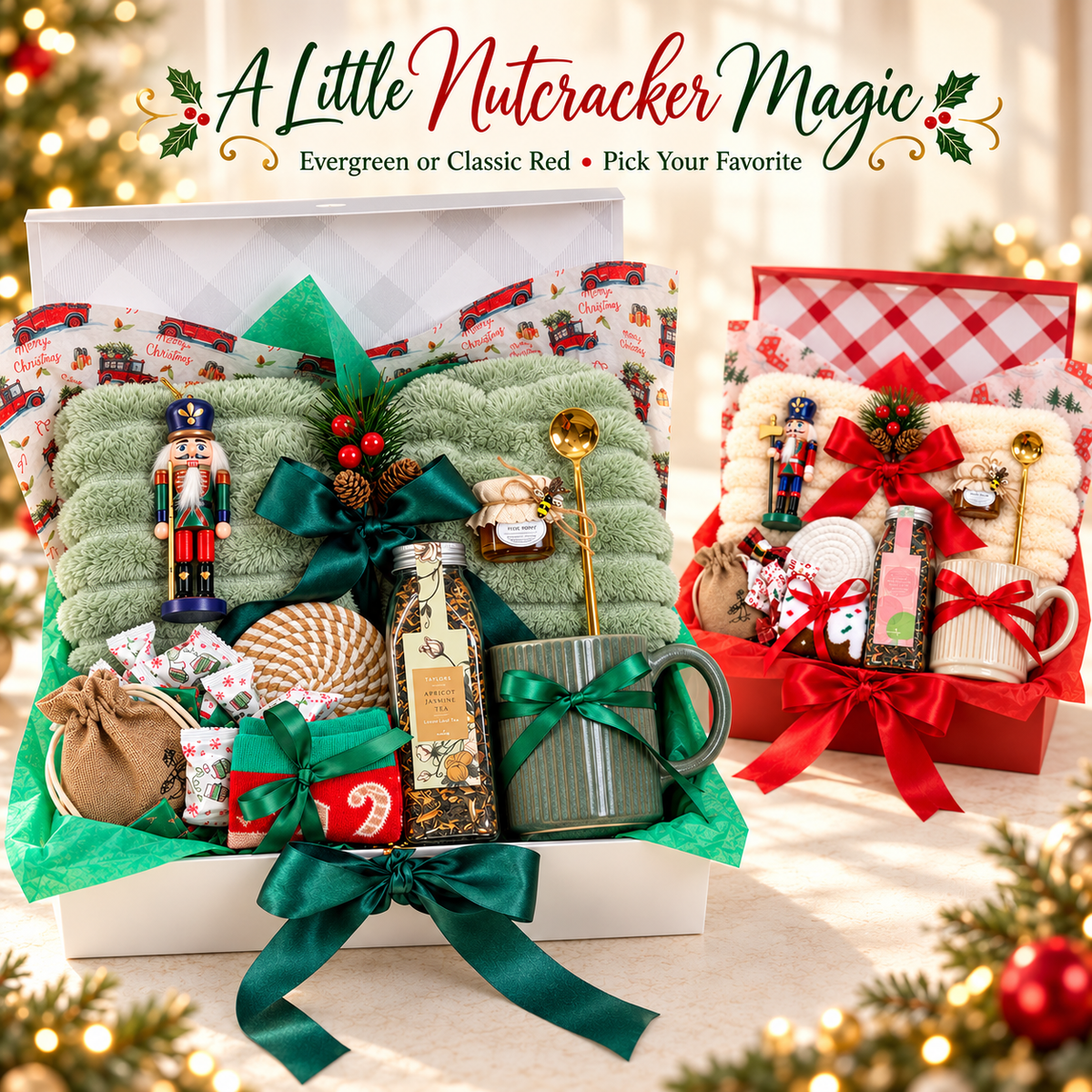 Christmas Tea Hour Gift Box | Cozy Blanket, Mug & Honey