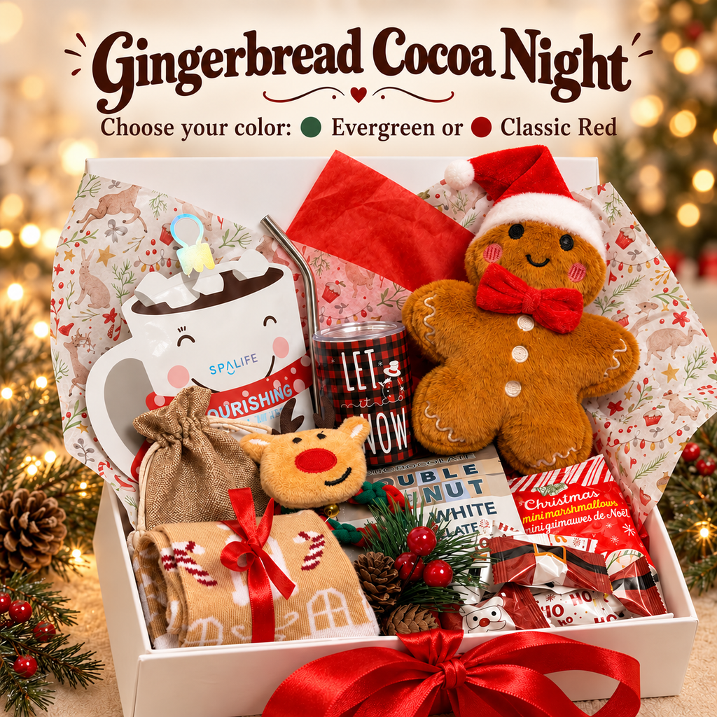 Gingerbread Cocoa Night Gift Box | Mini Tumbler, Hot Cocoa & Cozy Socks