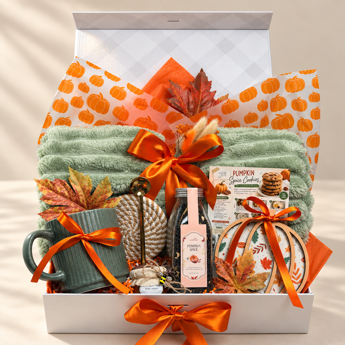 Harvest Comfort Gift Box | Pumpkin Spice Tea, Cozy Blanket & Mug