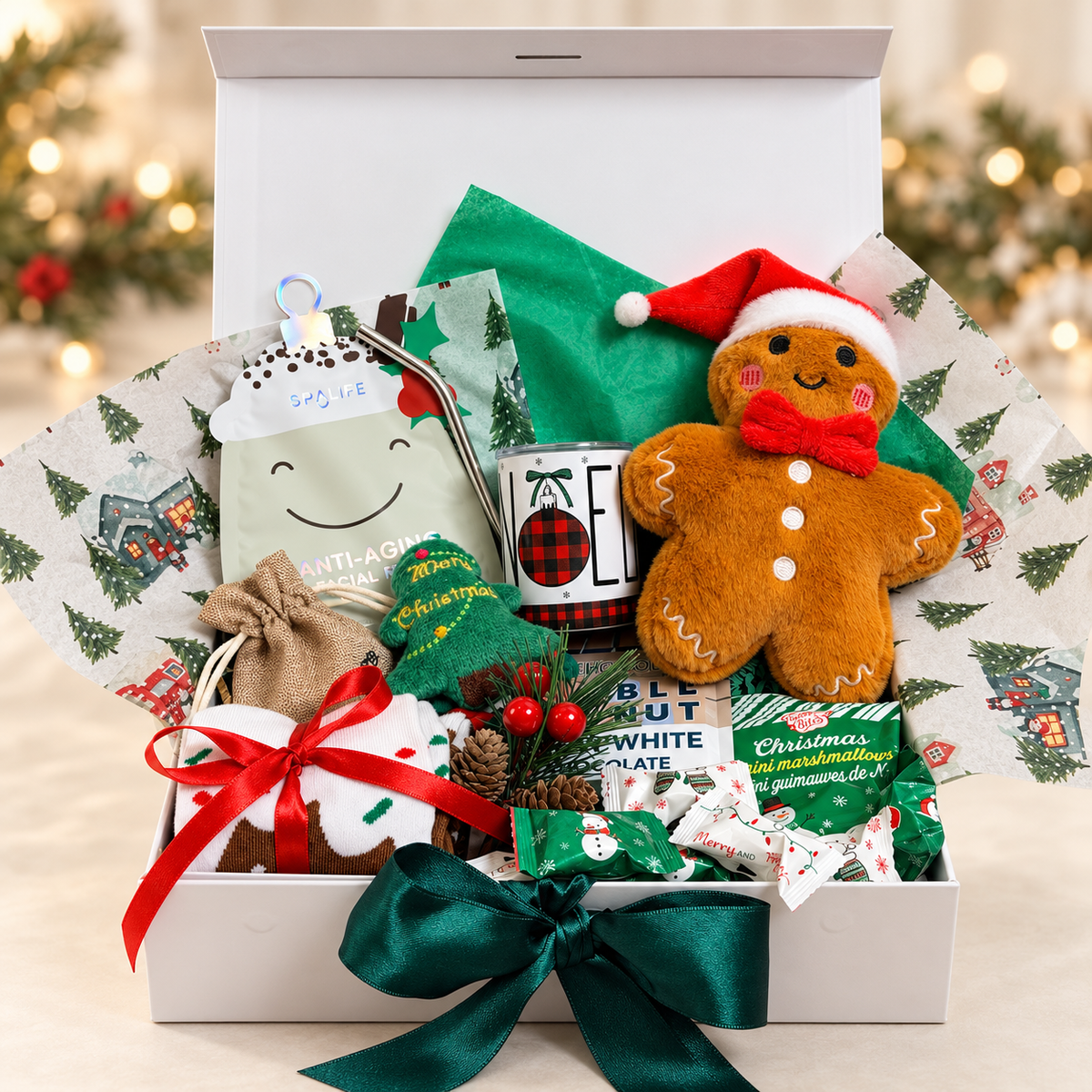 Gingerbread Cocoa Night Gift Box | Mini Tumbler, Hot Cocoa & Cozy Socks